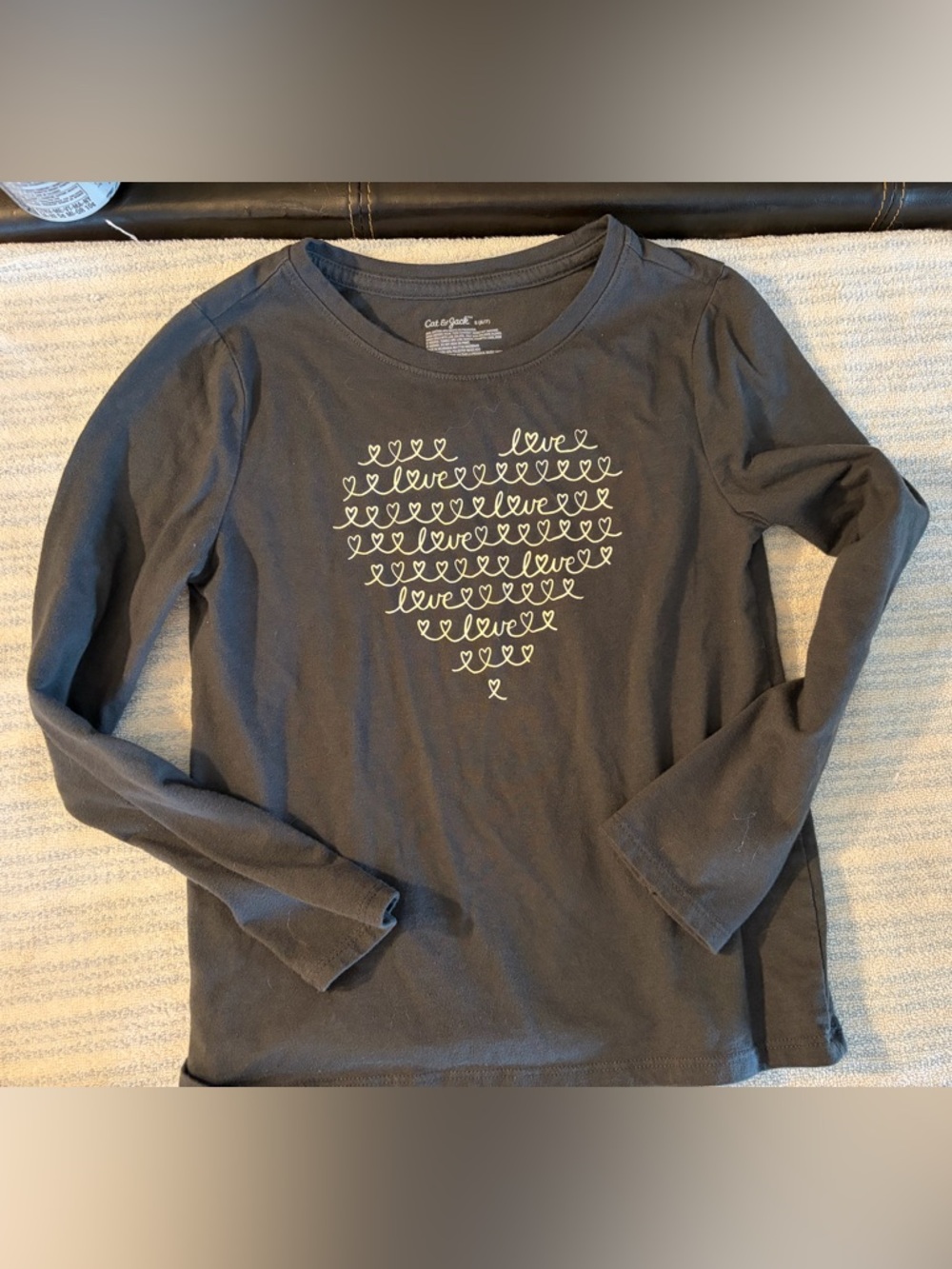 Cat & Jack Black Long-Sleeve Heart Script Tee